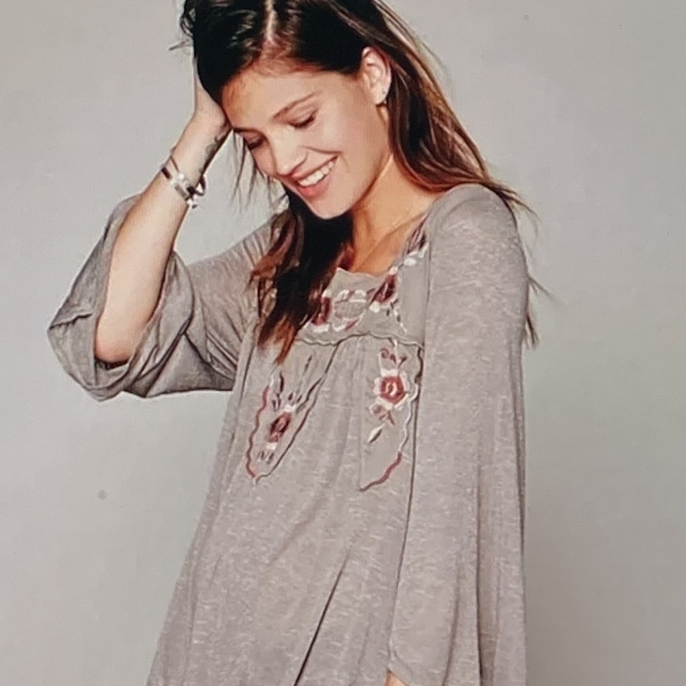 Boho Peasant Blouse by Free People Size M Gray
